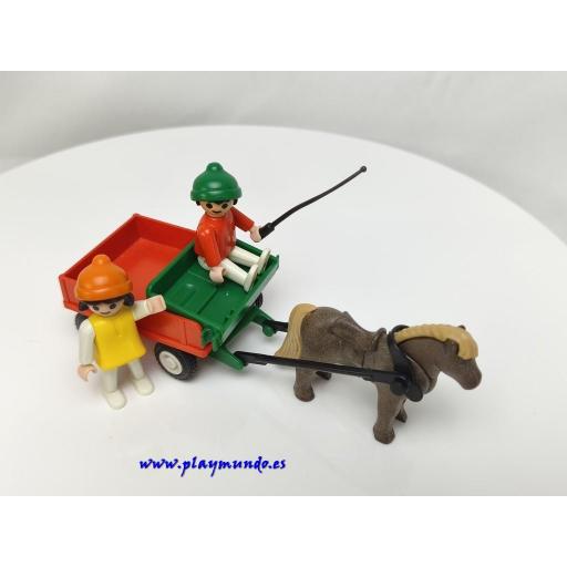 PLAYMOBIL 3583 NIÑOS CON CARRITO TIRADO POR PONI (AÑO 1983 - 1992) [1]