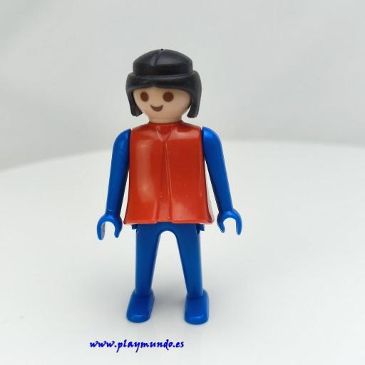 PLAYMOBIL  MUJER MUÑECO CLICK ROJO AZUL MORENA, MANOS FIJAS [0]