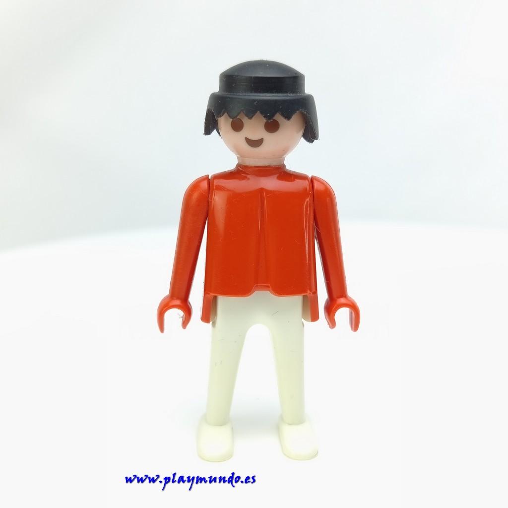 PLAYMOBIL MUÑECO CLICK ROJO BLANCO MORENO , MANOS FIJAS