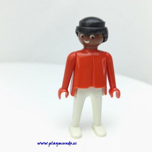 PLAYMOBIL  MUJER MUÑECO CLICK ROJO BLANCO , MANOS FIJAS [0]