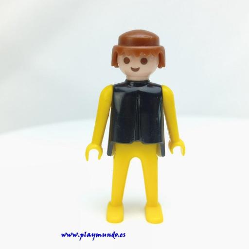 PLAYMOBIL MUÑECO CLICK  NEGRO AMARILLO CASTAÑO, MANOS FIJAS [0]