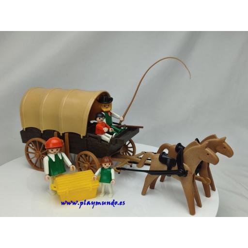 PLAYMOBIL 3278 CARRETA OESTE WESTERN GRANJEROS (Version 1 AÑO 1983 - 1989) [0]
