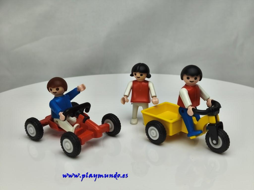 PLAYMOBIL 3596 NIÑOS CON TRICICLO Y KART (AÑO 1981 - 1987)