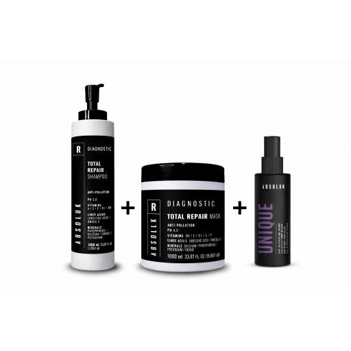 Pack Reparador Absoluk Champú 1000ml + Mascarilla 1kg + Todo en Uno 175ml