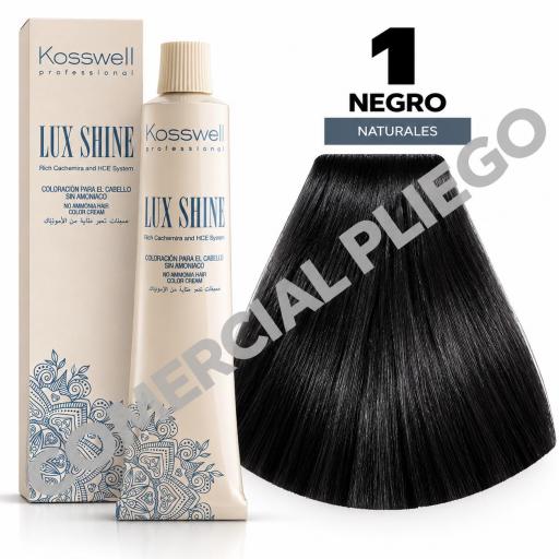 Tinte Lux Shine N1 Negro sin amoniaco 60ml Kosswell 