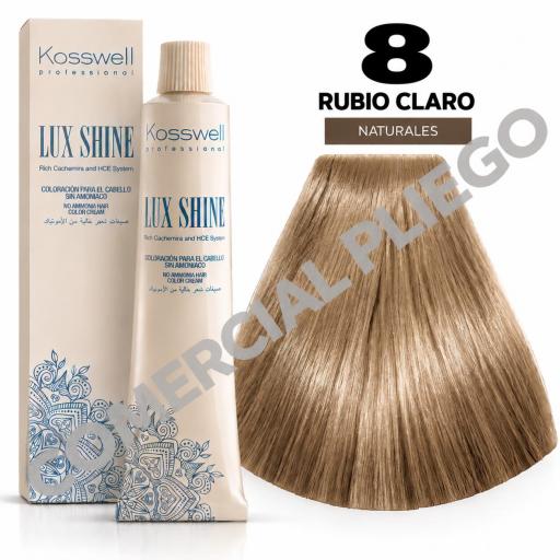 Tinte Lux Shine N8 Rubio Claro sin amoniaco 60ml Kosswell 