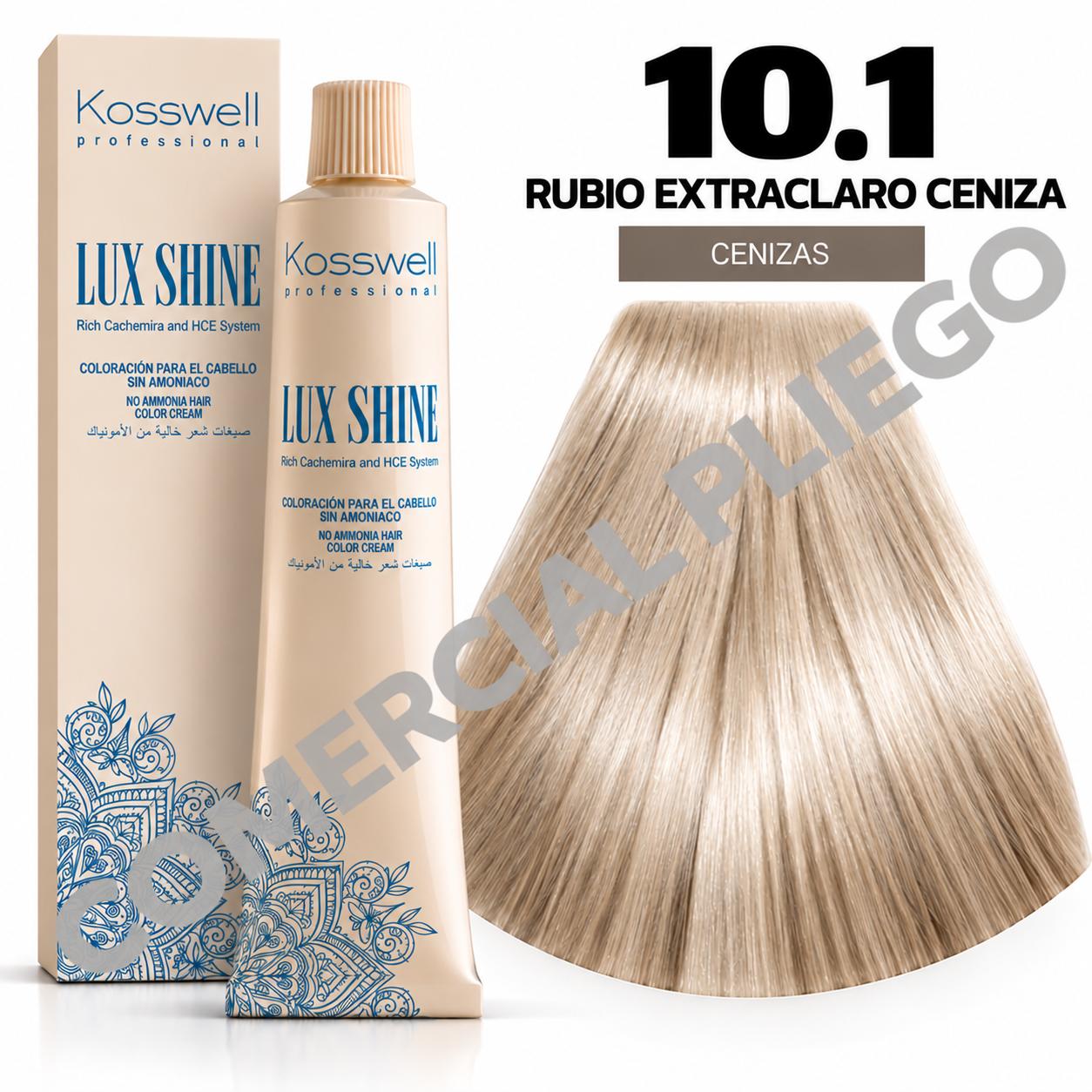 Tinte Lux Shine N10.1 Rubio Extraclaro Ceniza sin amoniaco 60ml Kosswell