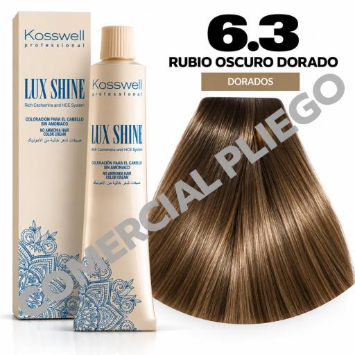 Tinte Lux Shine N6.3 Rubio Oscuro Dorado sin amoniaco 60ml Kosswell  [0]
