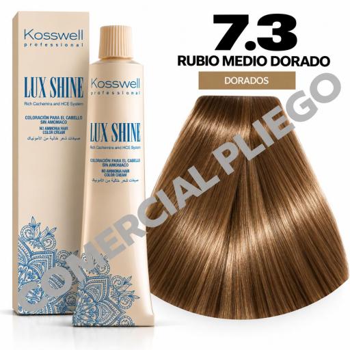 Tinte Lux Shine N7.3 Rubio Medio Dorado sin amoniaco 60ml Kosswell
