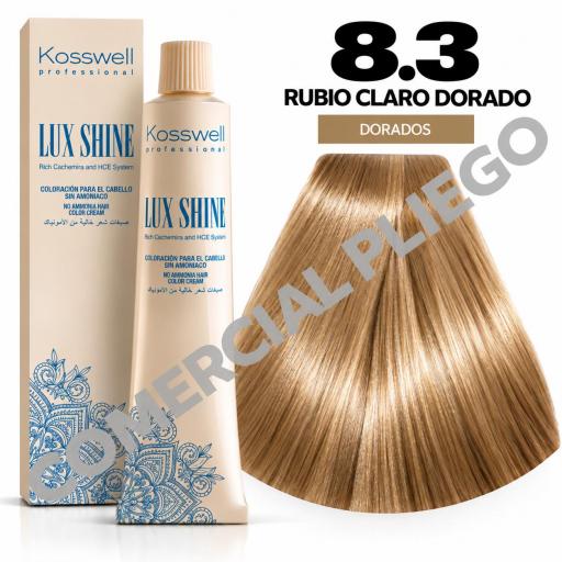 Tinte Lux Shine N8.3 Rubio Claro Dorado sin amoniaco 60ml Kosswell