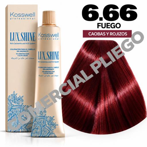 Tinte Lux Shine N6.66 Fuego sin amoniaco 60ml Kosswell