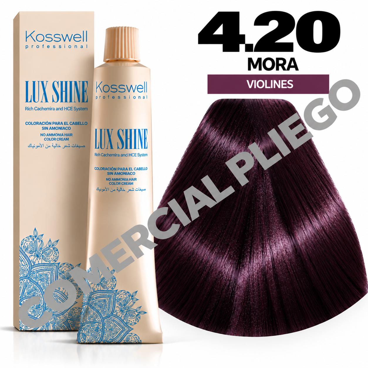 Tinte Lux Shine N4.20 Mora sin amoniaco 60ml Kosswell