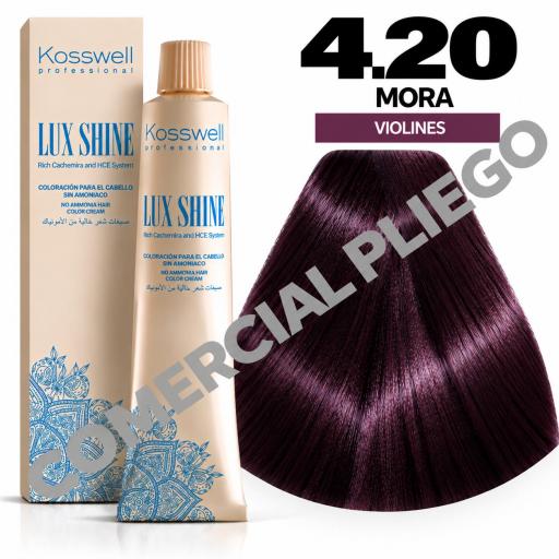 Tinte Lux Shine N4.20 Mora sin amoniaco 60ml Kosswell 
