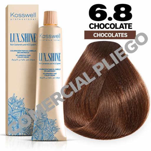 Tinte Lux Shine N6.8 Chocolate sin amoniaco 60ml Kosswell 