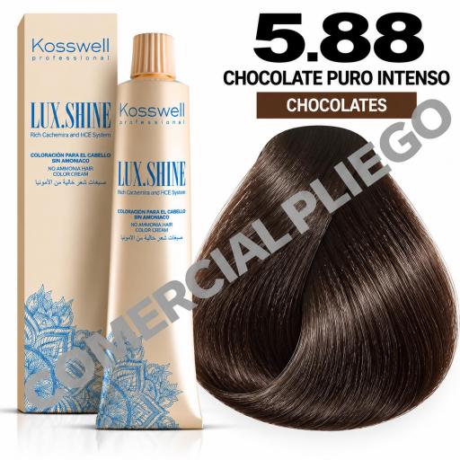 Tinte Lux Shine N5.88 Chocolate Puro Intenso sin amoniaco 60ml Kosswell 
