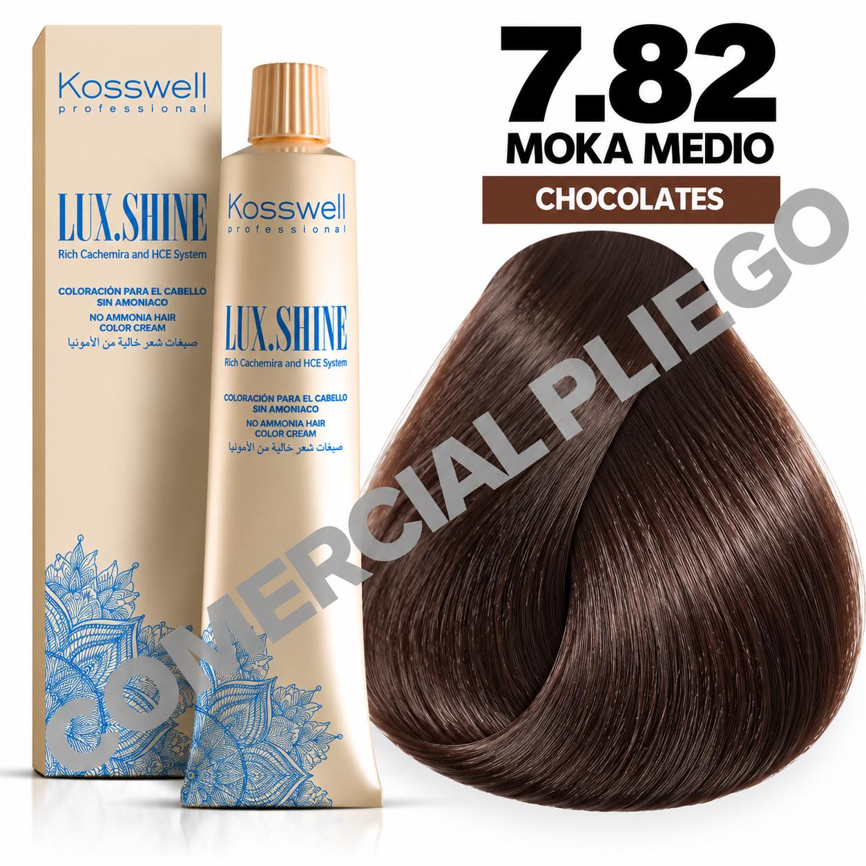 Tinte Lux Shine N7.82 Moka Medio sin amoniaco 60ml Kosswell