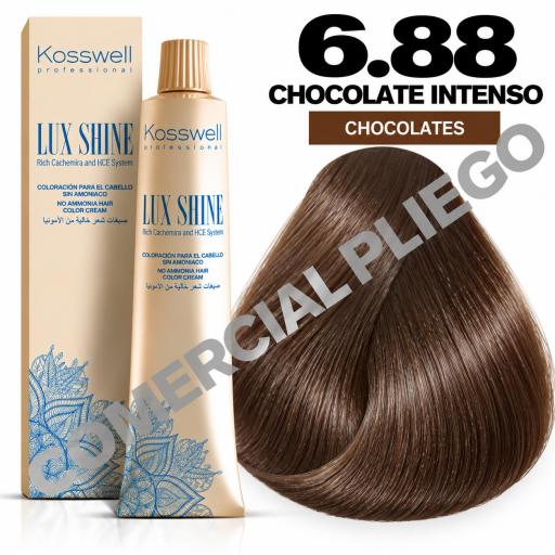 Tinte Lux Shine N6.88 Chocolate Intenso sin amoniaco 60ml Kosswell