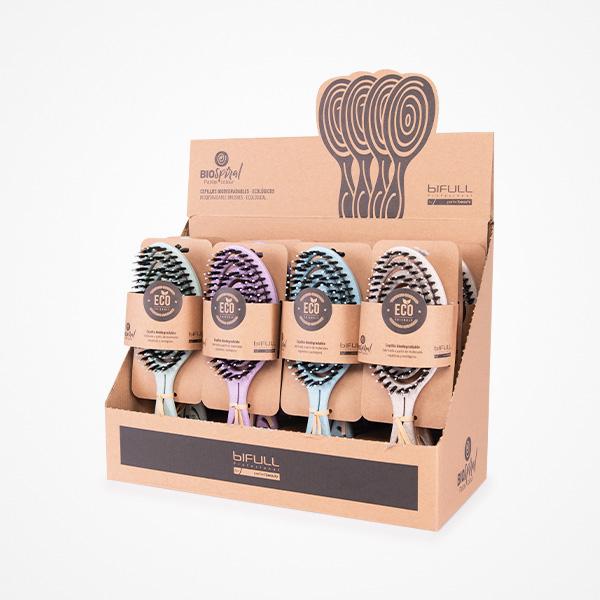 EXPOSITOR CEPILLOS ESQUELETO BIODEGRADABLE PASTEL BIOFRIENDLY COLORES BIFULL (PACK 12 UNDS)