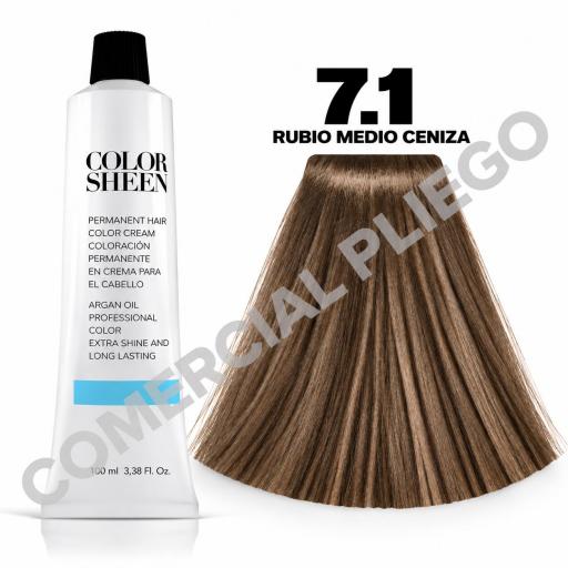 Tinte 7.1 Rubio Medio Ceniza Color Sheen 100ml