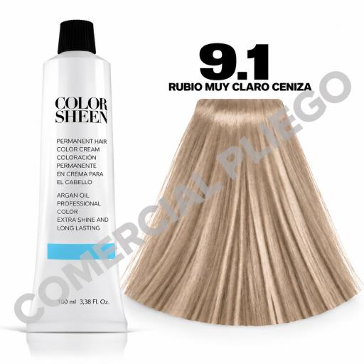Tinte 9.1 Rubio Muy Claro Ceniza Color Sheen 100ml