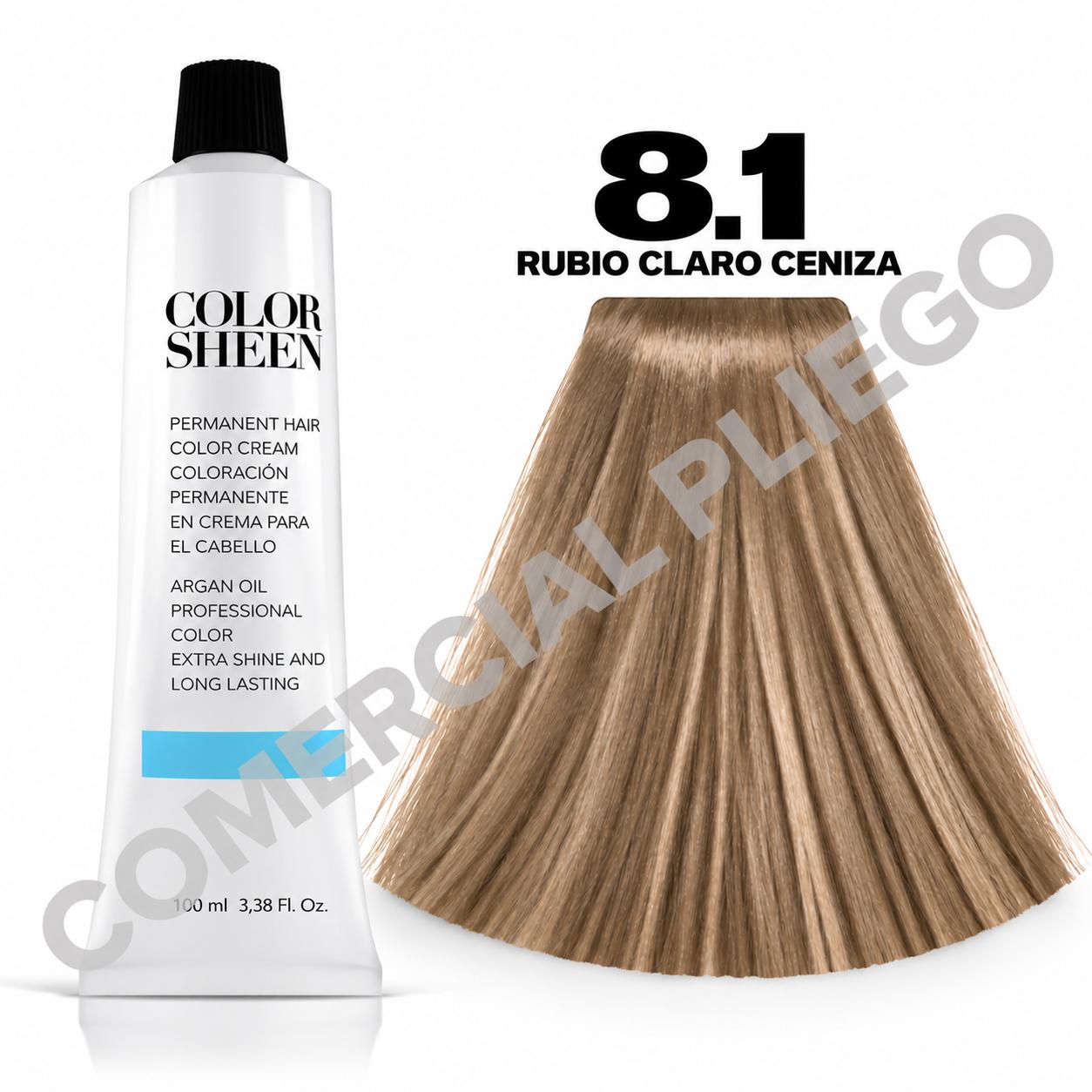 Tinte 8.1 Rubio Claro Ceniza Color Sheen 100ml