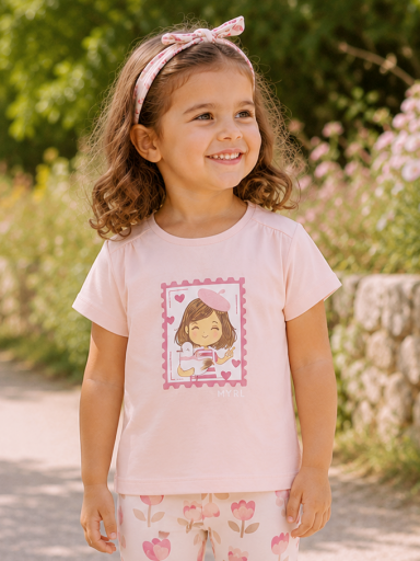Camiseta niña manga corta con diadema Mayoral 1081 ROSA.JPG