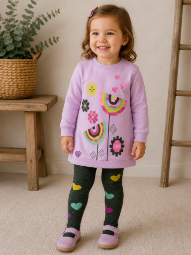 Vestido Felpa + Pack 2 Leotardos niña TUC TUC Cyber Dino
