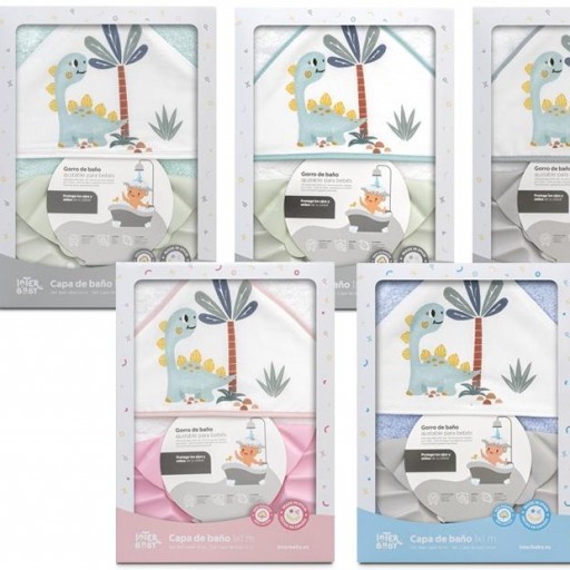 Capa de baño bebé Dino + Gorro INTERBABY