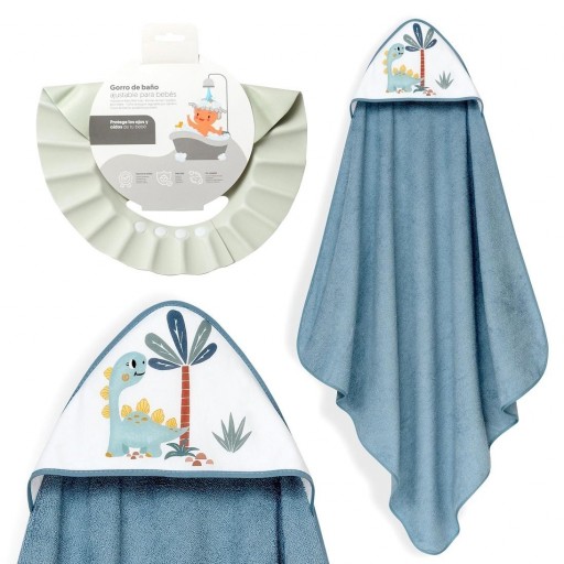 Capa de baño bebé Dino + Gorro INTERBABY