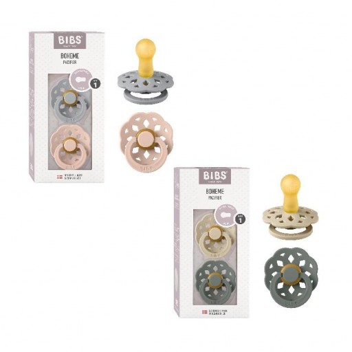 2 Chupetes BIBS Boheme Tetina Látex Redonda - 2 Tallas