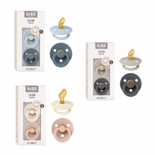 2 Chupetes BIBS Colour Tetina Látex Anatómica - 2 Tallas