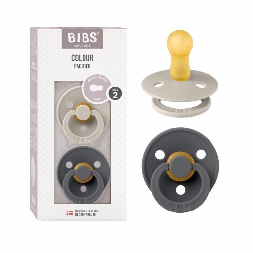 2 Chupetes BIBS Colour Tetina Látex Redonda - 2 Tallas