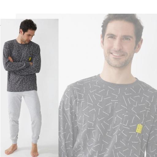 Pijama hombre algodón interlock DIASSI Grey