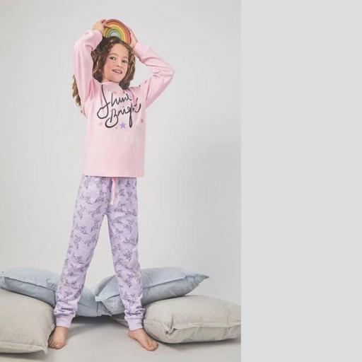 Pijama niña juvenil algodón interlock TOBOGAN Shine Bright