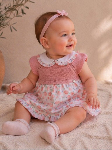 Vestido bebé niña combinado flores JULIANA Arándano 26128.png
