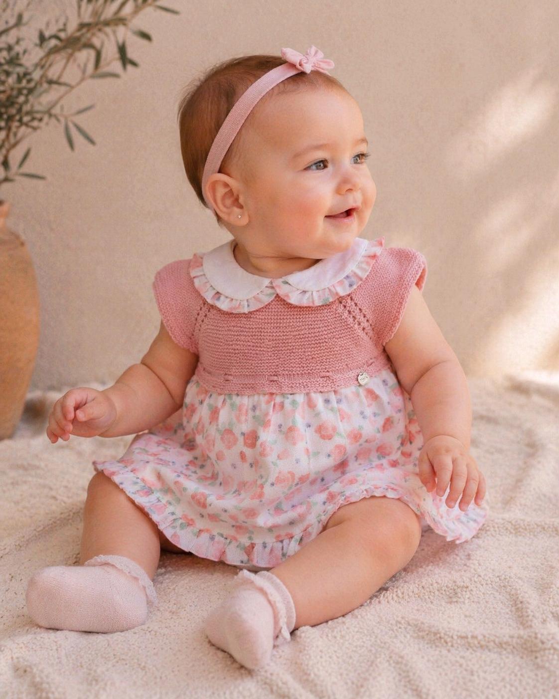 Vestido bebé niña combinado flores JULIANA Arándano 26128.png