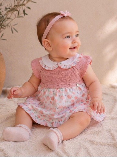 Vestido bebé niña combinado flores JULIANA Arándano 26128.png