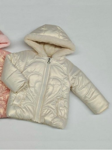 Abrigo Niña Acolchado con Capucha de Pelo [1]