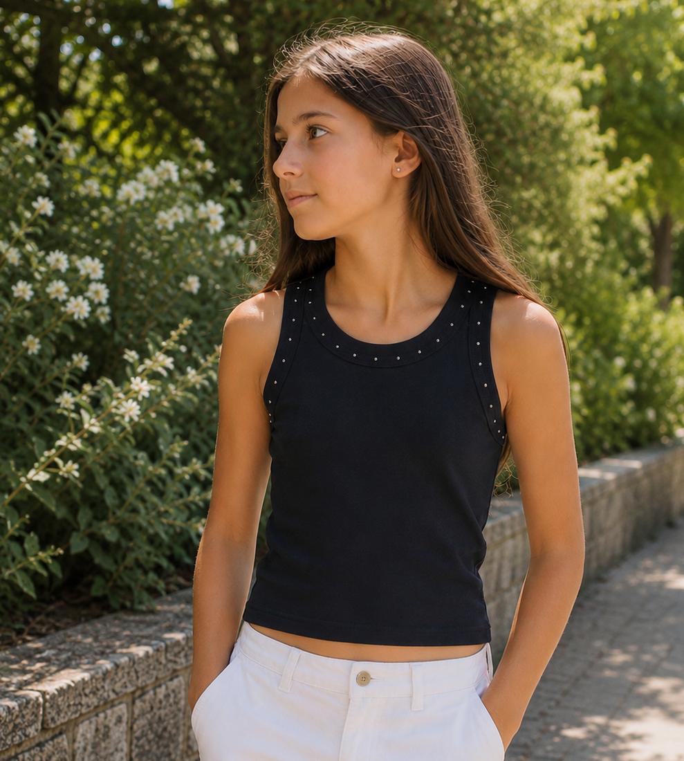 Camiseta tirantes canalé chica MAYORAL 6013 NEGRO.JPG