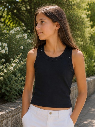 Camiseta tirantes canalé chica MAYORAL 6013 NEGRO.JPG
