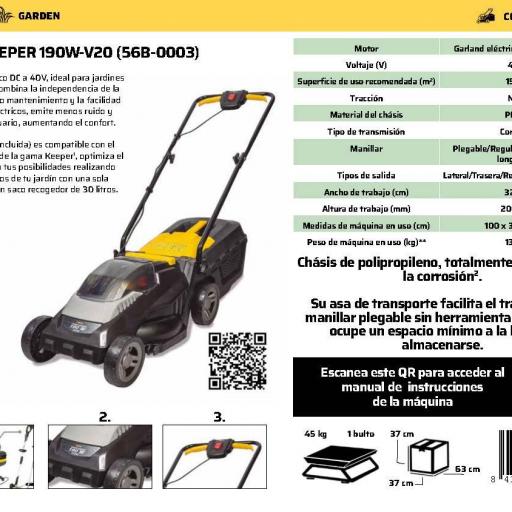 Cortacésped a batería GRASS KEEPER 40V 190-V20 [3]