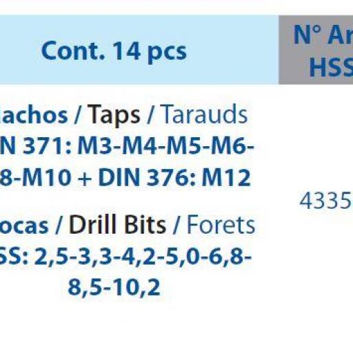 Macho máquina recto RECTO HSS Co DIN371 (M) - 3110 - SET+BROCA HSS Juego de 14 pzas [3]