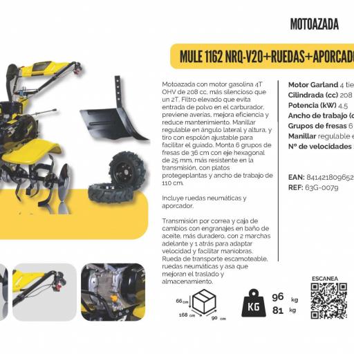 Motoazada MULE 1162 NRQG-V20 + RUEDAS + APORCADOR [2]