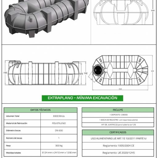 Depósito para agua de 8300 litros | Mínima profundidad de excavación | 123 cm [1]