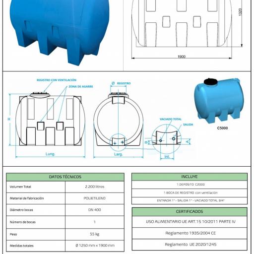 Depósito para agua de 2000 a 5000 litros AGUA POTABLE [1]
