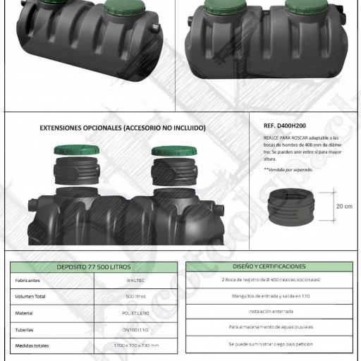 Depósito para enterrar de 500 litros AT 77 - Rikutec [2]