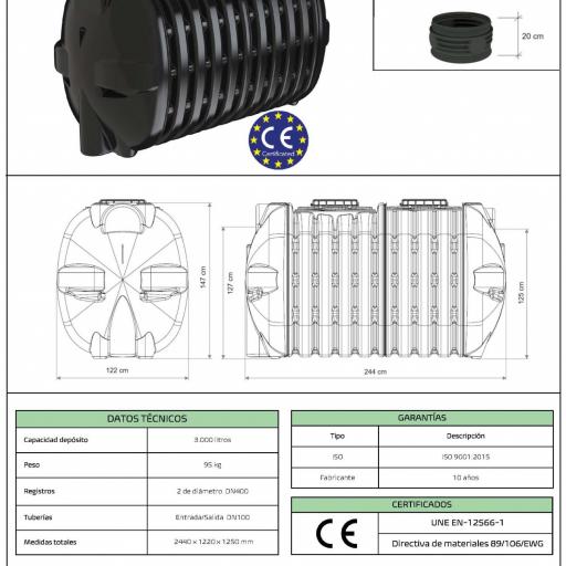 Fosa séptica básica 3000 litros homologada con marcado CE [2]