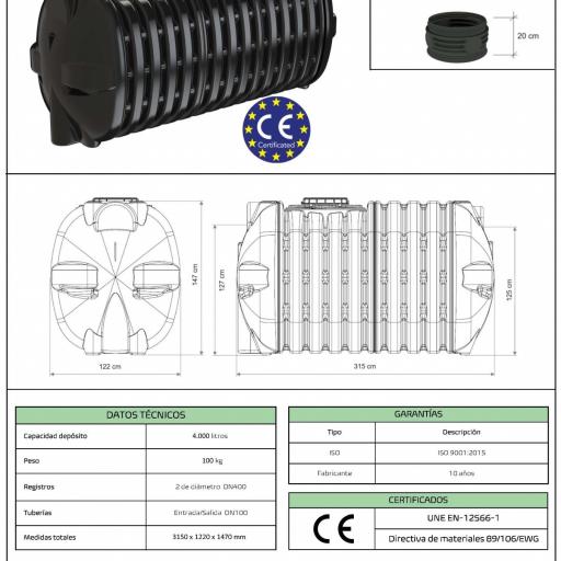 Fosa séptica Básica de 4000 litros homologada con marcado CE [2]