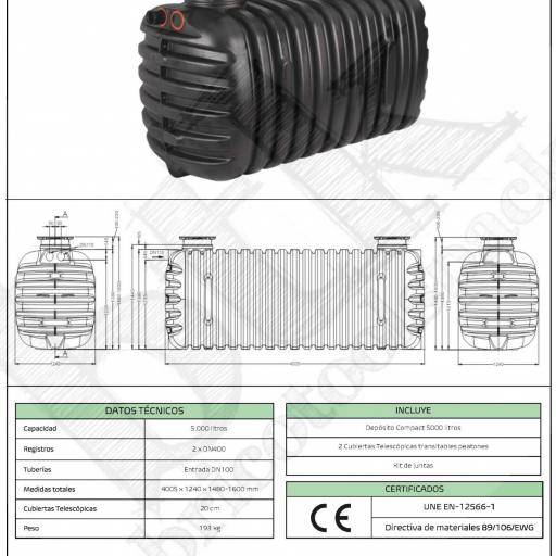 Fosa séptica ESTANCA 5000 litros homologada con marcado CE [3]