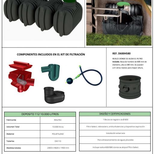 Depósito 10.000 litros AT 112 + KIT de PLUVIALES [2]